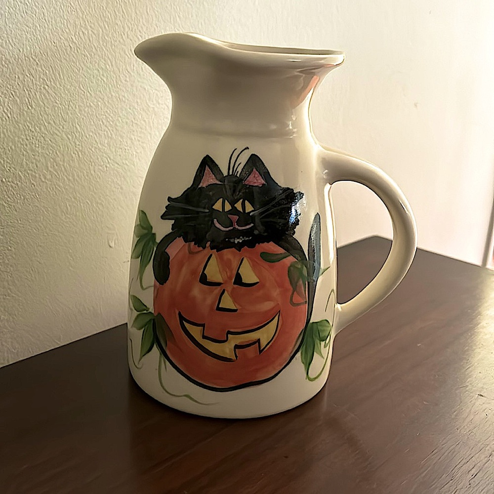 Emerson Creek Pottery Halloween Pitcher 2002 Rare Find